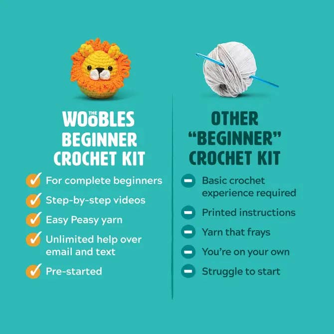 The Woobles Fred the Dinosaur Beginner Crochet Kit