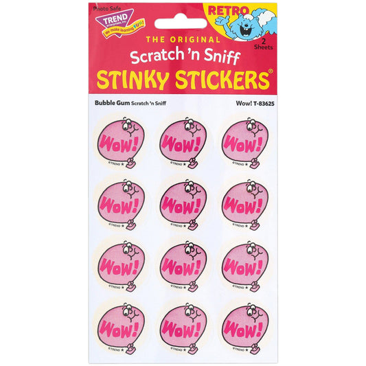 Wow! - Bubblegum-Scented Retro Scratch 'n Sniff Stinky Stickers, 24 Stickers