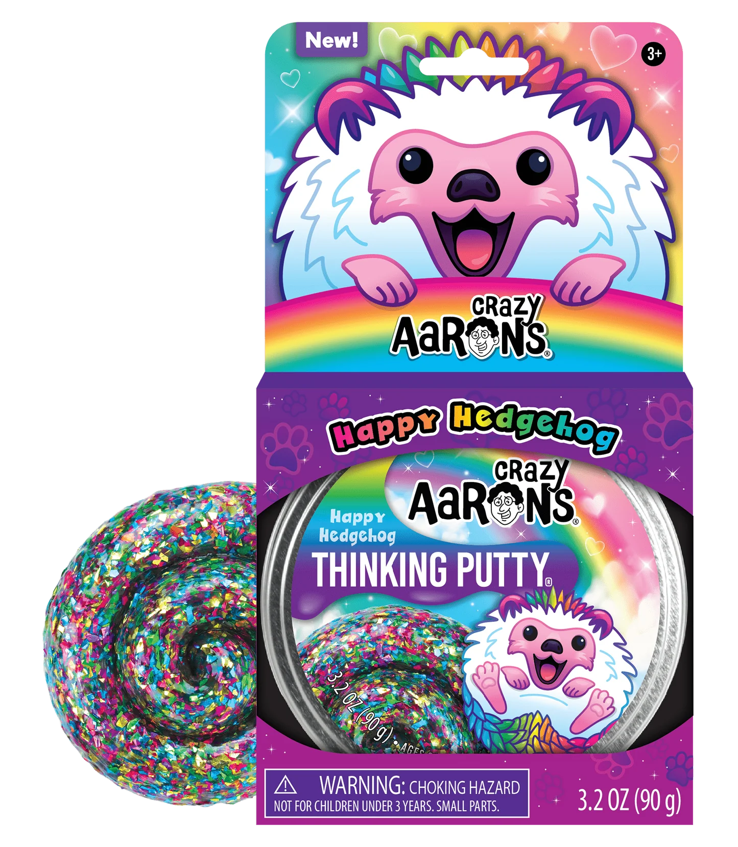 Crazy Aaron's Happy Hedgehog Putty Pets - Full Size 4" Thinking Putty Tin