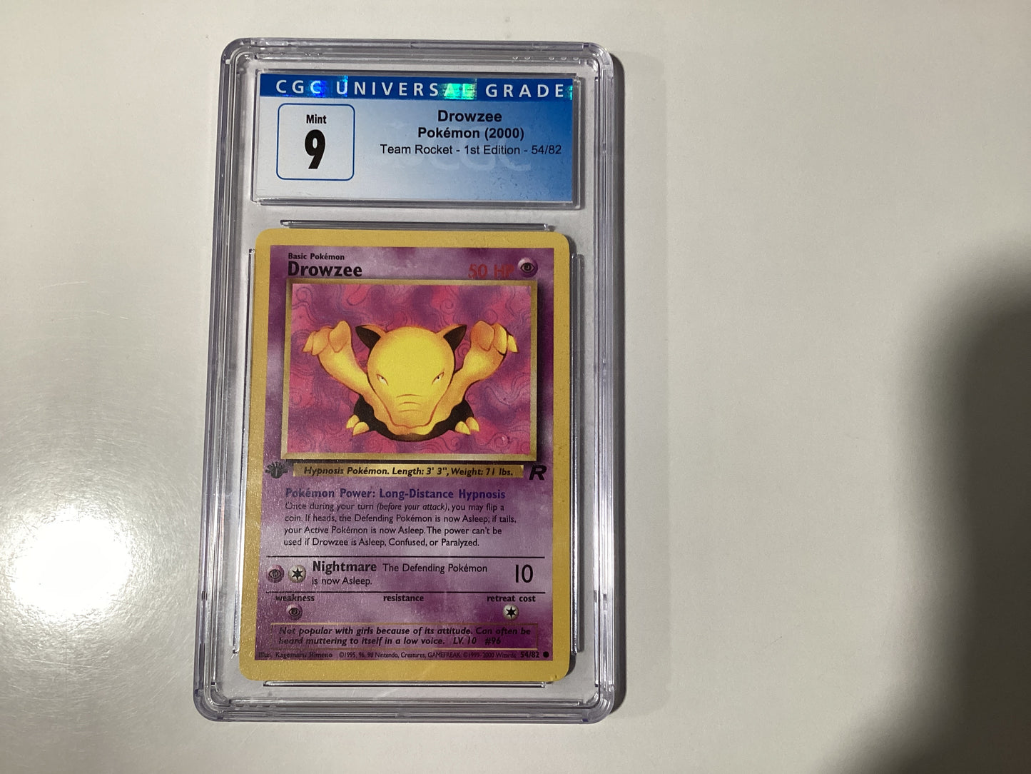 Pokemon (2000) Drowzee Team Rocket 1st Edition 54/82 CGC 9