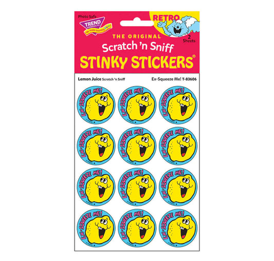 Ex-Squeeze Me! - Lemon-Scented Retro Scratch 'n Sniff Stinky Stickers, 24 Stickers