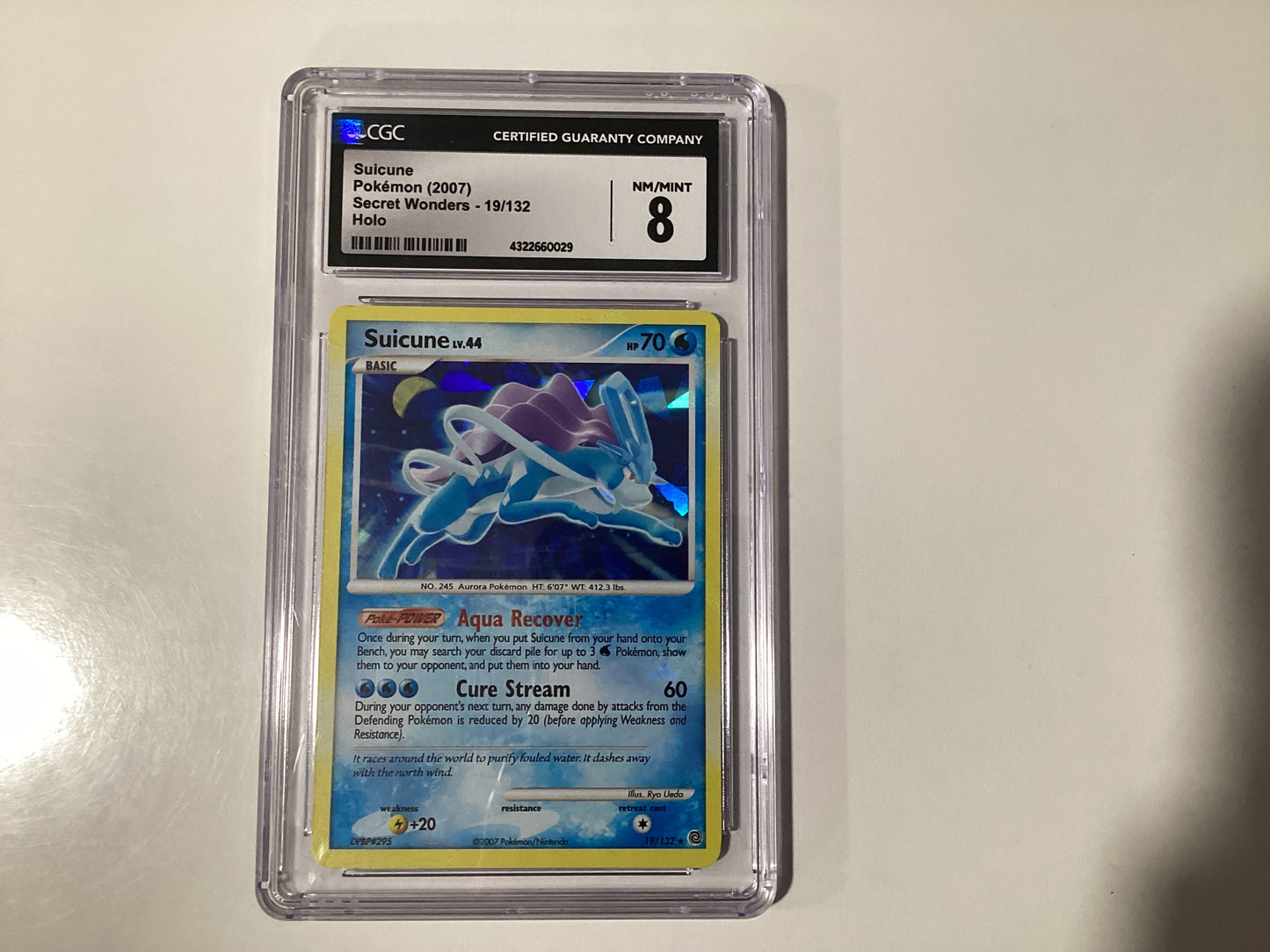 Pokemon (2007) Suicune Secret Wonders Holo 19/132 CGC 8