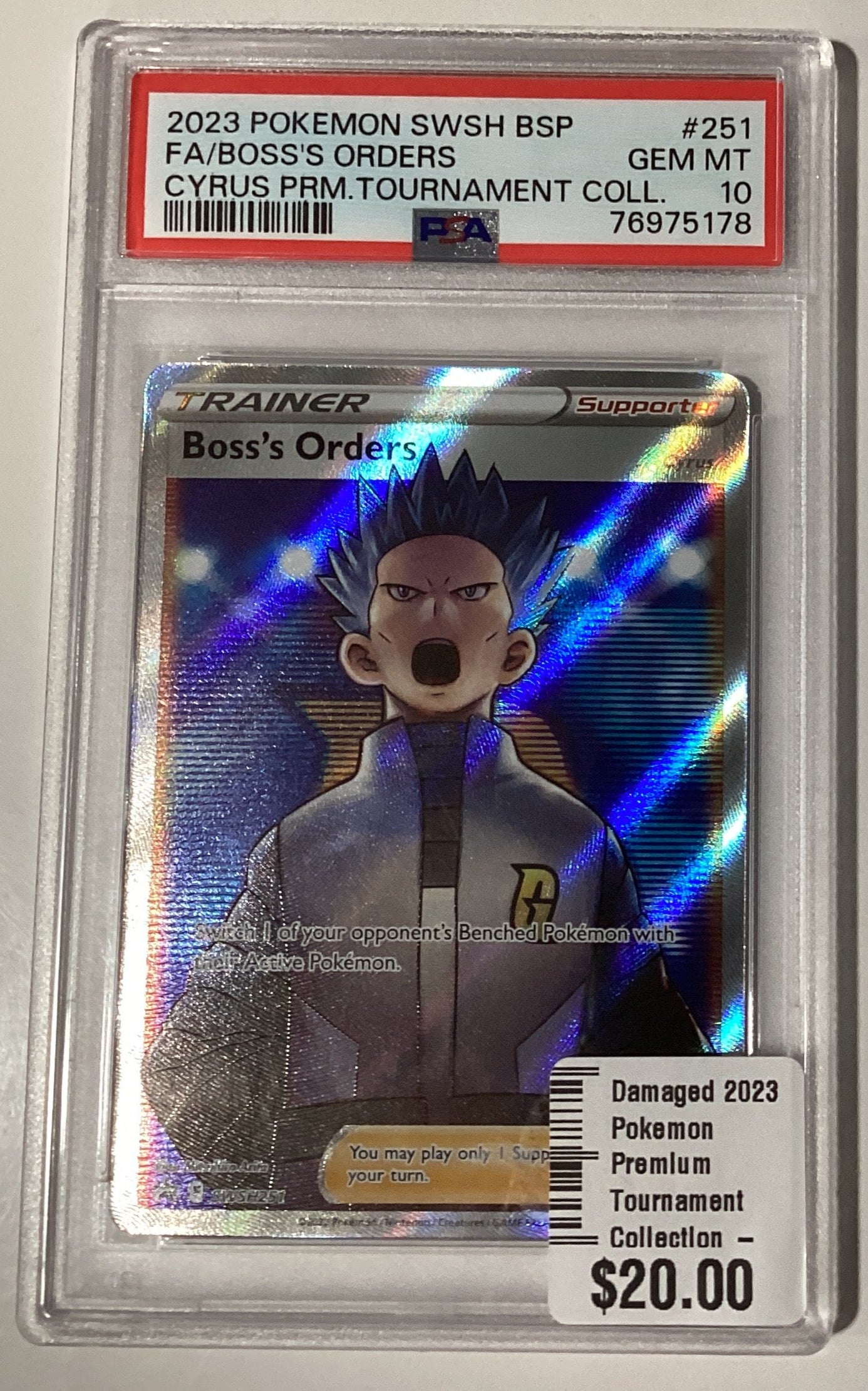 Damaged 2023 Pokemon Premium Tournament Collection - Boss's Orders PSA 10