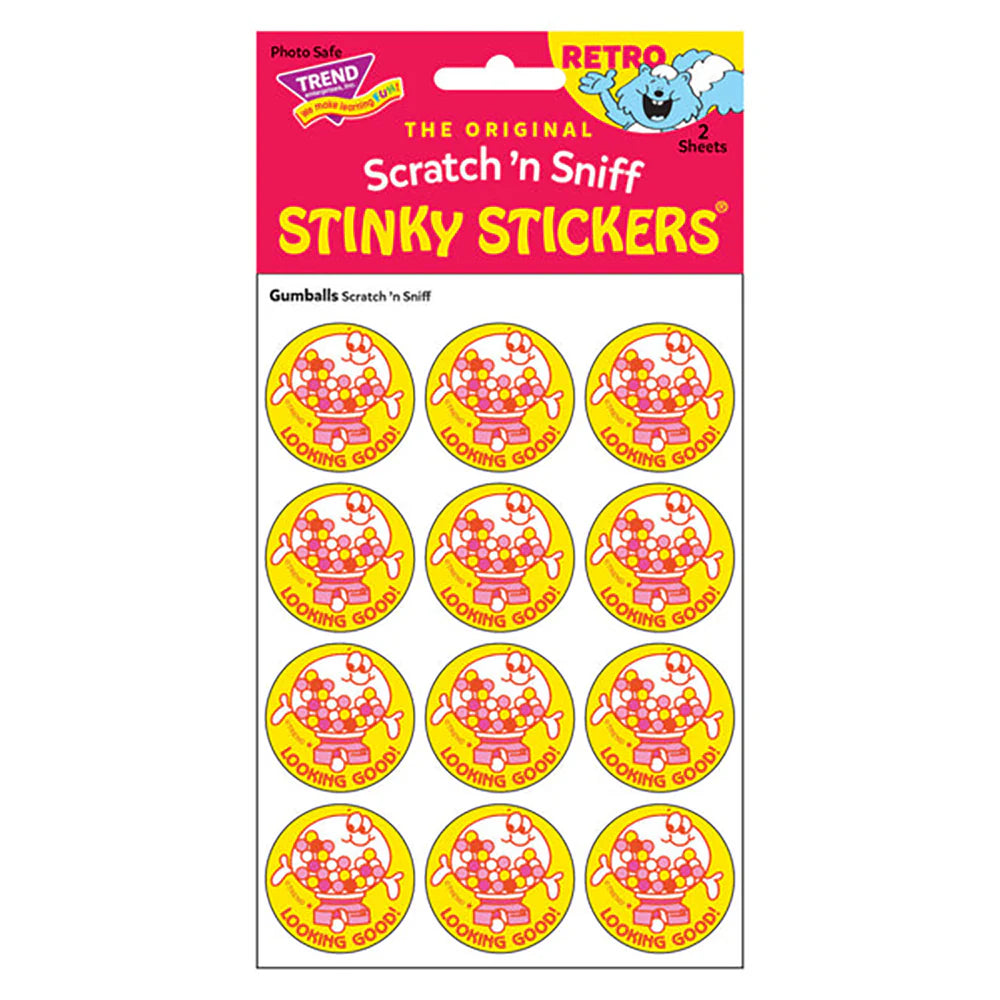 Looking Good! - Gumball-Scented Retro Scratch 'n Sniff Stinky Stickers, 24 Stickers