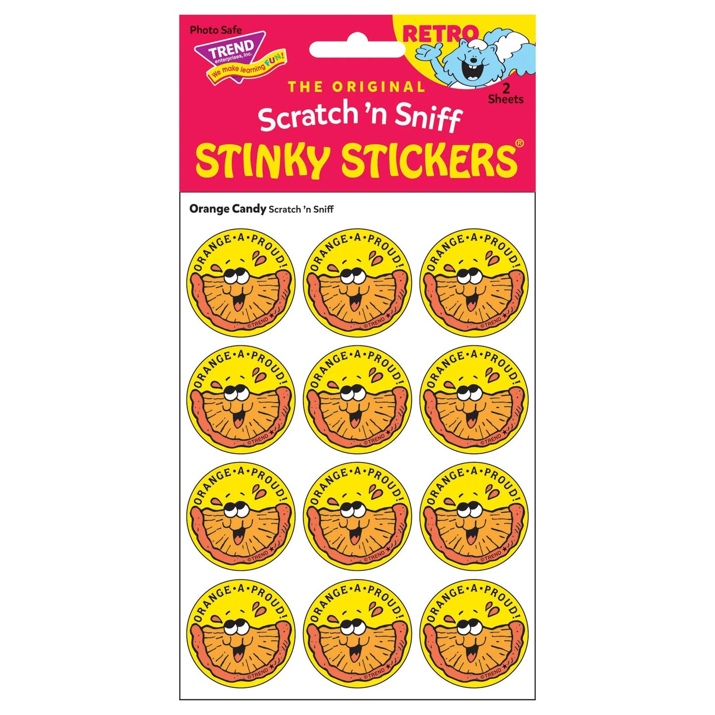 Orange-A-Proud! - Orange-Scented Retro Scratch 'n Sniff Stinky Stickers, 24 Stickers