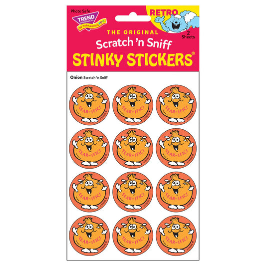 Tear-ific! - Onion-Scented Retro Scratch 'n Sniff Stinky Stickers, 24 Stickers