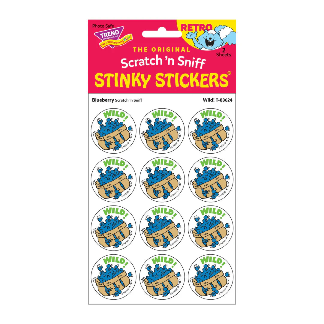 Wild! - Blueberry-Scented Retro Scratch 'n Sniff Stinky Stickers, 24 Stickers