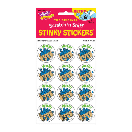 Wild! - Blueberry-Scented Retro Scratch 'n Sniff Stinky Stickers, 24 Stickers