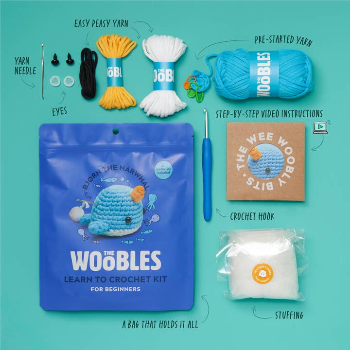 The Woobles Bjorn the Narwhal Beginner Crochet Kit