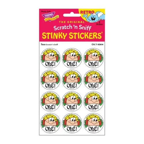 Ole! - Taco-Scented Retro Scratch 'n Sniff Stinky Stickers, 24 Stickers