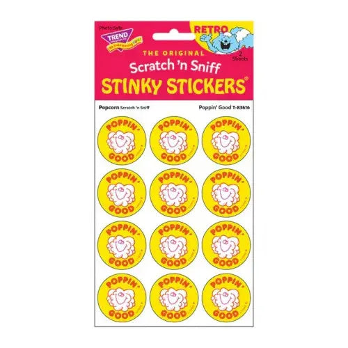 Popcorn Scratch ‚Äòn Sniff Stinky Stickers, 24 Stickers