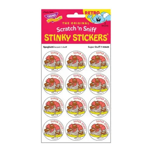 Super Stuff! - Spaghetti-Scented Retro Scratch 'n Sniff Stinky Stickers, 24 Stickers