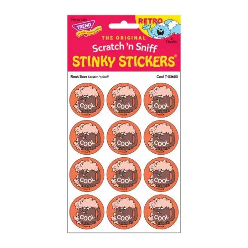 Cool - Root Beer-Scented Retro Scratch 'n Sniff Stinky Stickers, 24 Stickers