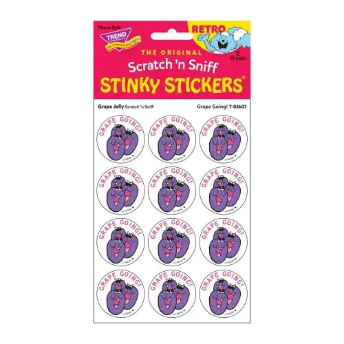 Grape Going! - Grape-Scented Retro Scratch 'n Sniff Stinky Stickers, 24 Stickers