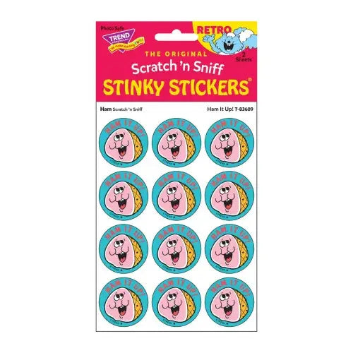 Ham It Up! - Ham-Scented Retro Scratch 'n Sniff Stinky Stickers, 24 Stickers