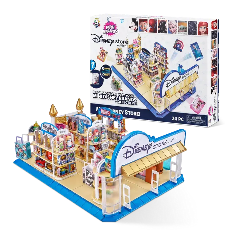 5 Surprise Disney Store Mini Brands Toy Store Playset with 2 Exclusive Minis