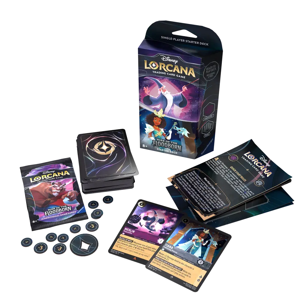 Disney Lorcana: Rise of the Floodborn - Starter Deck - Amethyst & Steel