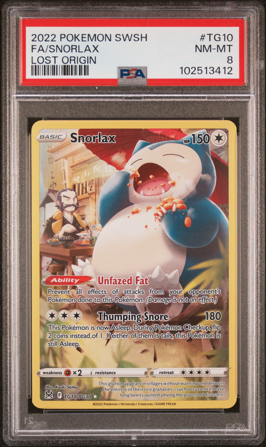 2022 Pokemon SWSH FA/Snorlax Lost Origin #TG10 PSA 8