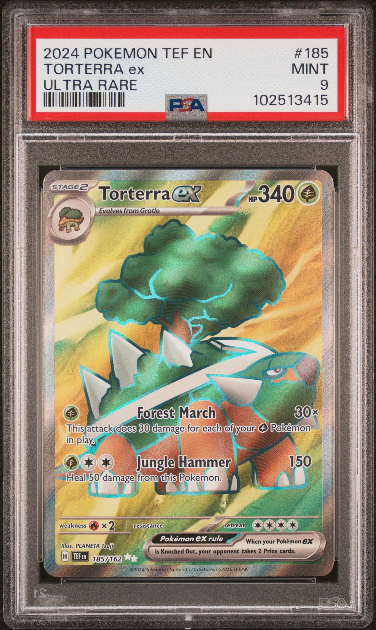 2024 Pokemon TEF EN Torterra ex #185 PSA 9