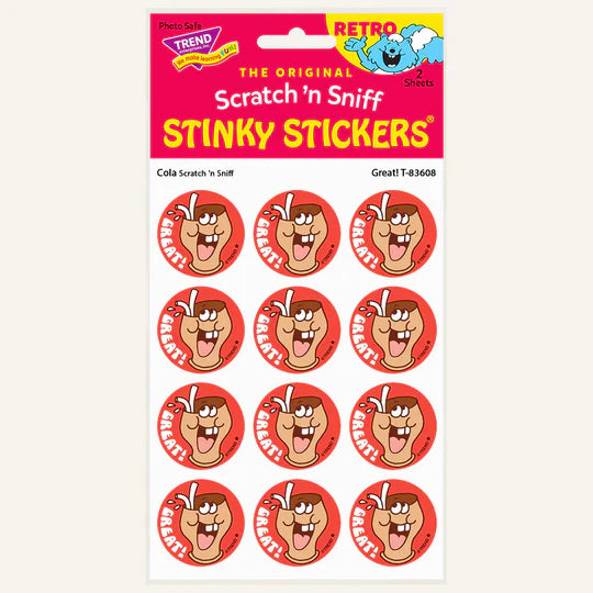 Cola-Scented Retro Scratch 'n Sniff Stinky Stickers, 24 Stickers