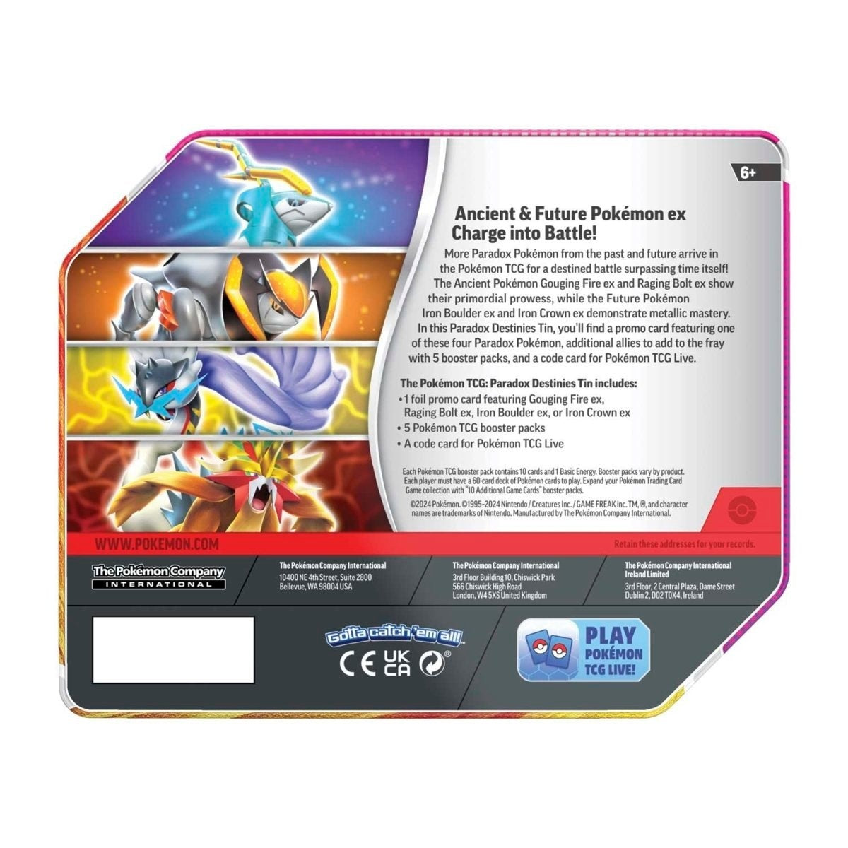 Pokemon TCG: Paradox Destinies Tin - Raging Bolt ex